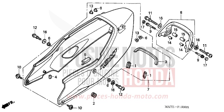 REAR COWL for Super Blackbird DARKNESS BLACK METALLIC (NH463) from 2005